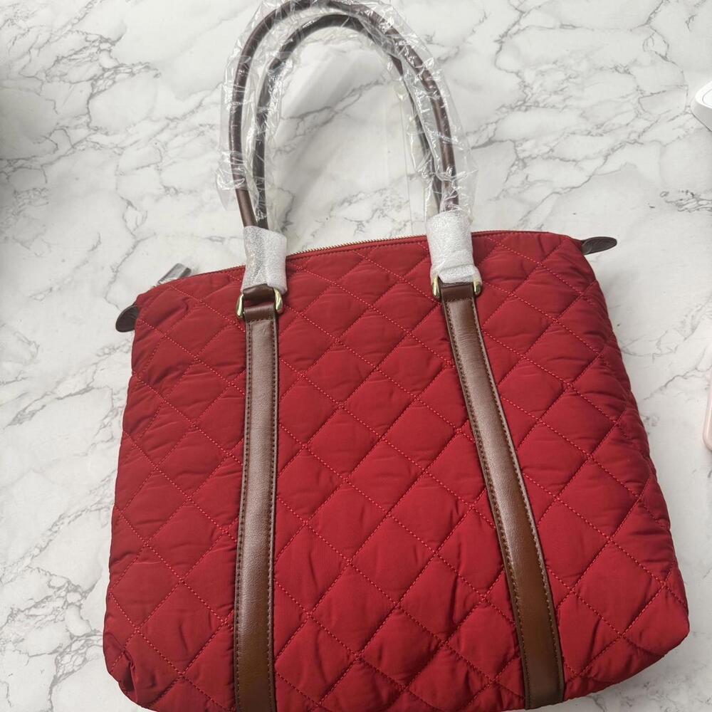 NWT Talbots quilted red tote bag - Picture 1 of 8